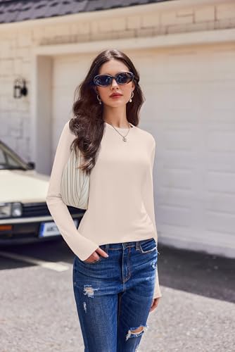 Ekouaer Womens Long Sleeve Shirts 3 Pack Crew Neck Thermal Tops Loose Fit Undershirt Base Layer Trendy Clothes XS-XXL