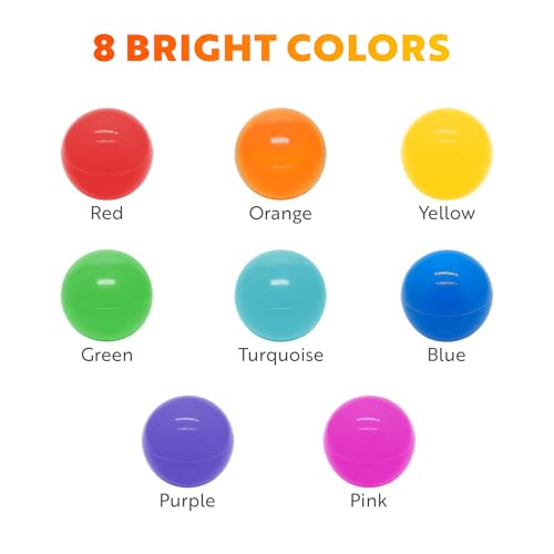 Playz Soft Plastic Mini Ball Pit Balls 50 Count - w/ 8 Vibrant Colors - Crush Proof, No Sharp Edges, Non Toxic, Phthalate...