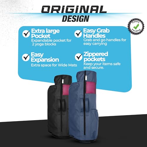 MAGNILAY Yoga Mat Bag - for Women and Men, Yoga Mat Carrier, Fits Mats Blocks and Accessories for Workouts, (32”L)