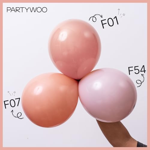 PartyWoo Dusty Pink Balloons 65pcs 12 Inch Blush Rose Pink Metallic Rose Gold Nude Boho White Sand Confetti Balloons for B...
