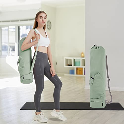 sportsnew Yoga Mat Bag with Water Bottle Pocket and Bottom Wet Pocket, Exercise Yoga Mat Carrier Multi-Functional Storage ...