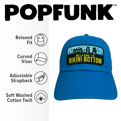 Popfunk Spongebob Bikini Bottom Patch Dad Hat - The U18 Adjustable Relaxed-Fit Cap - Unisex for Men and Women