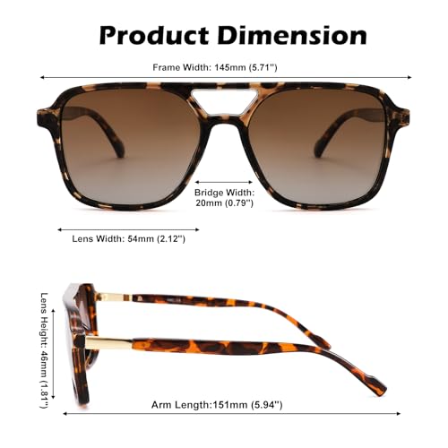 GLARDEFE Retro Polarized Aviator Sunglasses for Women Men - Trendy Cool Square Shades Sun Glasses
