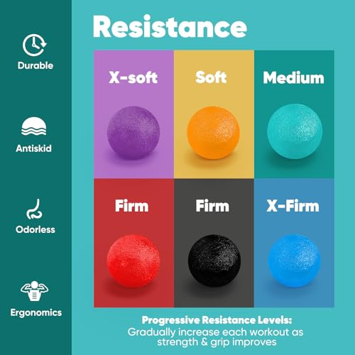 HiKeep Stress Balls for Adults (6 Pack), Stress Ball, Hand Strengthening Devices, Hand Exercisers for Strength, Exercise S...