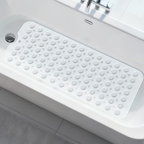 Silicone Bathtub Mat Non Slip, Acupressure mat for Back Pain Relief and Muscle Relaxation Bathtub with Drain Holes and Suc...