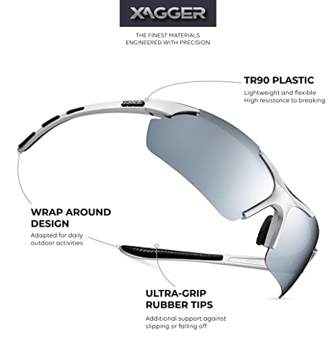 Xagger Polarized Sports Sunglasses for Men Women Wrap Around UV400 Running Baseball Softball Cycling Driving Glasses