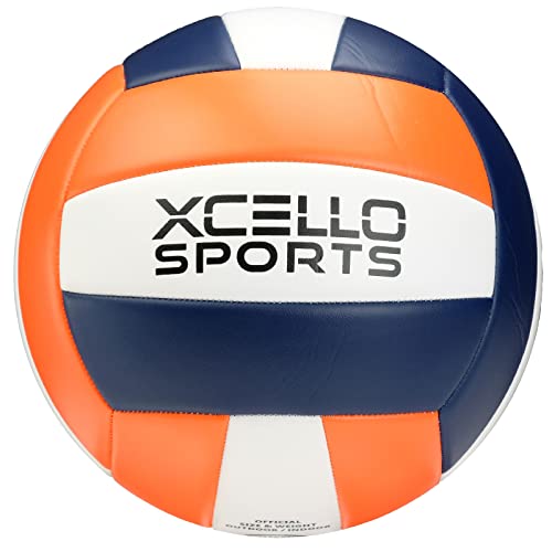 Xcello Sports Volleyball Assorted Graphics with Pump Navy/Green/White, Navy/Orange/White