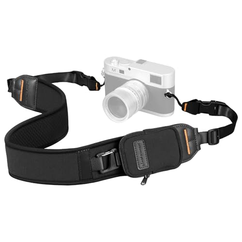 K&F Concept Camera Neck Strap for Photographers, Soft Neoprene Adjustable Shoulder Belt with Zipped Pockets