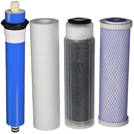 Reverse Osmosis Deionization (RODI) 10" Replacement Filter Kit (Sediment Cartridge, Carbon Cartridge, Color Indicating DI Cartridge Filled with MBD-30 Nuclear Grade Resin and 100 GPD membrane) by CFS