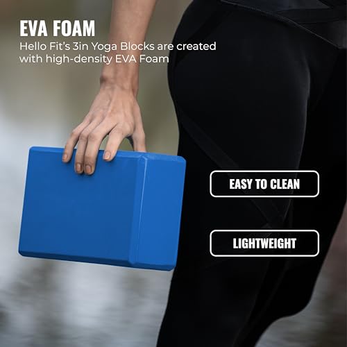 Hello Fit 3" Yoga Block, 10 Pack Bulk EVA Foam Yoga Blocks, Firm and Supportive Yoga Brick, Balance Foam for Stretching, P...