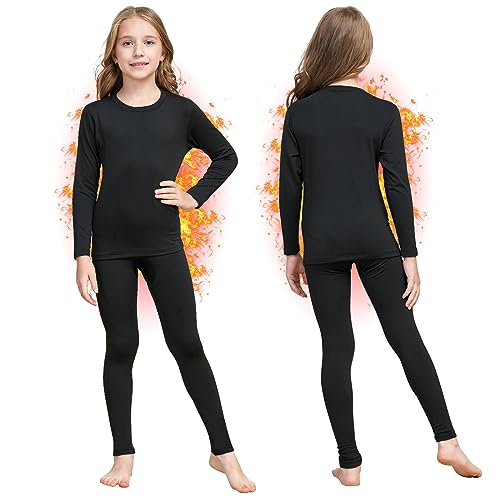 Girls Thermal Underwear Set Ultra Soft Fleece Lined Kids Long Johns Top Bottom Thermals Kids Base Layer Winter Warm