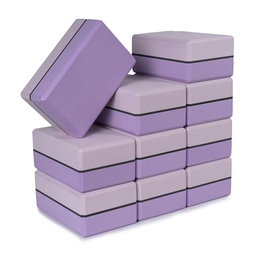 Sunshine Yoga 4" Striped Yoga Block, 10 Pack Bulk EVA Foam Yoga Blocks, Firm and Supportive Yoga Brick, Balance Foam for S...