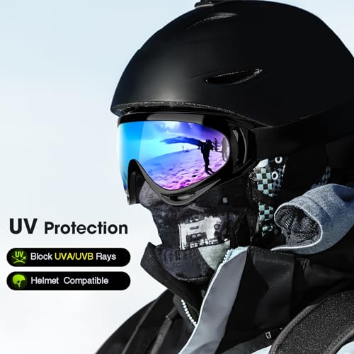 Braylin 2-Pack Snow Ski Goggles, Snowboard Goggles for Men, Women, Youth, Kids, Boys or Girls, Snowmobile Goggles
