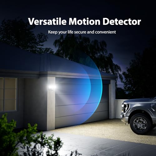 Onforu 75W LED Flood Light Motion Sensor Outdoor, 7000lm Dusk to Dawn Flood Light, Security Light with Three Head, IP65 Wa...