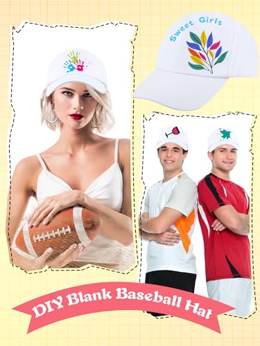 SGBETTER 40 Pcs DIY Painting Baseball Caps Adjustable Baseball Hats Plain Blank Cap for Adult Kids Outdoor Sports
