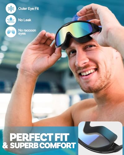 Polarized Swim Goggles, Anti UV & Fog Swimming Goggles for Adult, Unisex No Leaking Swimming Goggle for Men Women Youth