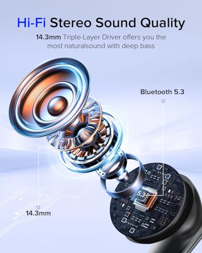 Aiearbu Wireless Earbuds, Bluetooth 5.3 Headphones, 48H LED Display Ear Buds, Bluetooth Earbuds with Noise Cancelling Mic,...