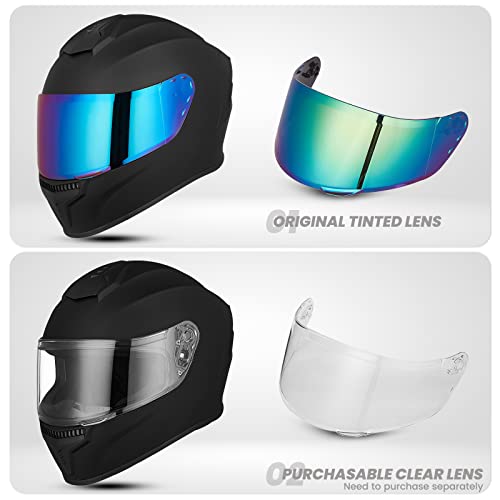 AUBOA Full Face Motorcycle Helmets for Adults Men and Women DOT Street Bike Racing Helmet with Tinted Visor Model MD-813