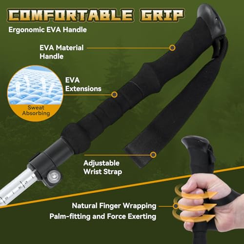 THRISTRIDE Single Collapsible Trekking Pole for Hiking - Aluminum Lightweight Hiking Stick for Women, Men & Seniors, Adjus...