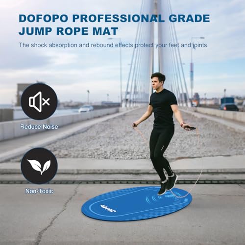 Jump Rope Mat Outdoor Indoor, Oval 52'' x 36'' Non-slip Fitness Exercise Mat, 5mm Shock Absorption Extra Thick Design, Sui...