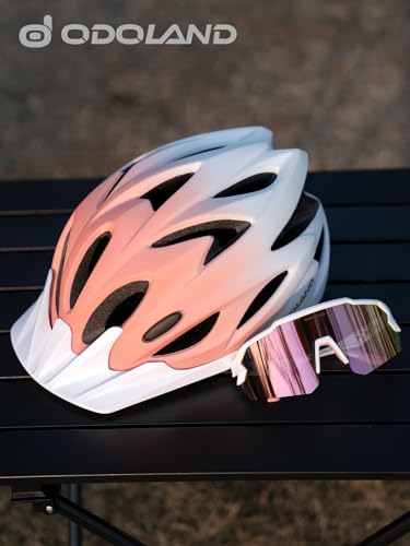 Odoland Adult Bike Helmet and Cycling Sunglasses Set for Men & Women, Safety Certified Bicycle Helmet with UV Protection G...