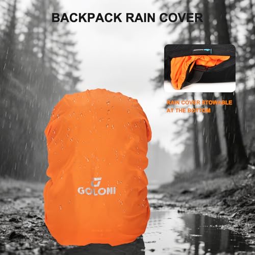 45L Hiking Backpack with Rain Cover, Lightweight Foldable Camping Backpack for Trekking, Water-Resistant Daypack with Hiki...