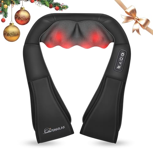 Snailax Shiatsu Neck and Shoulder Massager - Back Massager with Heat, Deep Kneading Electric Massage Pillow for Neck, Bac...