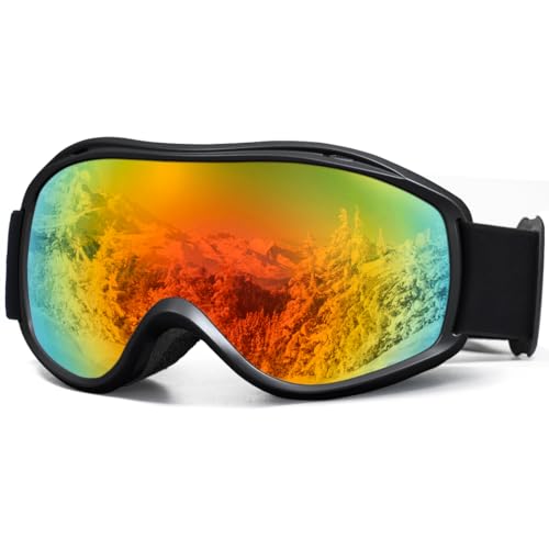 SPOSUNE OTG Ski Goggles Men Women, Over Glasses Anti Fog Snowboard Goggles, UV Protection Snow Goggles for Adult & Youth