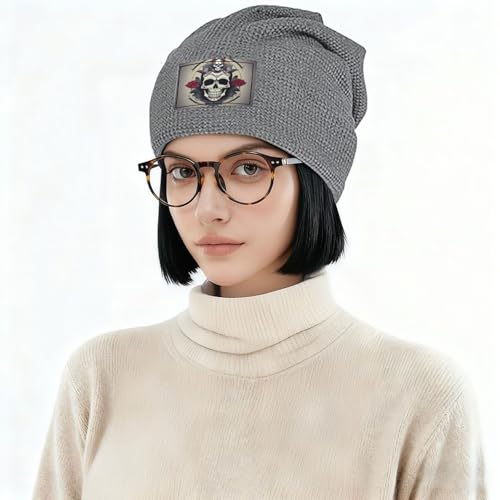 YANYU Skull Yoga Print Lightweight Waffle Pullover Hat Men Women Winter Headwear Outdoor Camping Travel