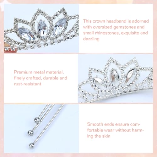 Dizila 8 Pieces Silver Metal Birthday Party Prom Bridal Wedding Dazzling Rhinestone Princess Crown Headbands Tiaras Headpi...
