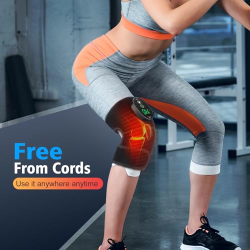 Cordless Heated Knee Brace for Pain Relief, Rechargeable Heating Knee Brace Shoulder Brace Support with 6 Heating Levels &...