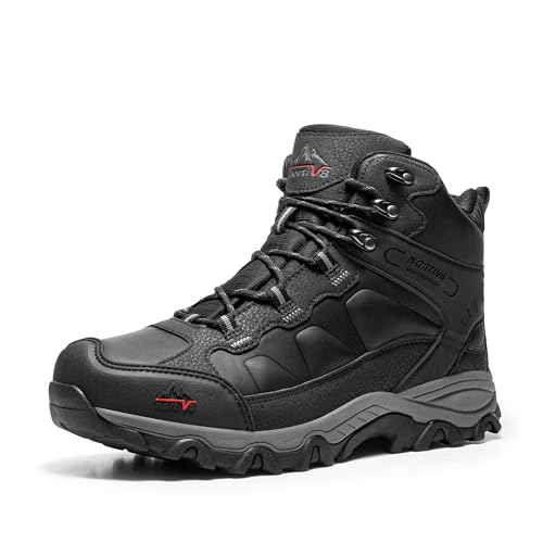 NORTIV 8 Men's Waterproof Hiking Boots Outdoor Trekking Lightweight Mountaineering Leather Shoes