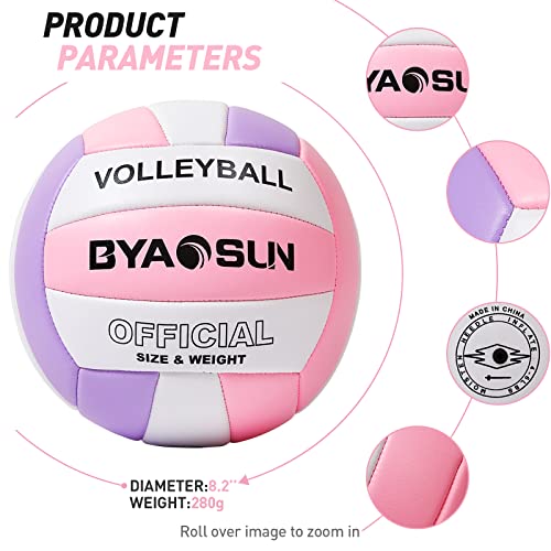 BYAOSUN Soft Official Volleyball for Indoor Outdoor Beach, Size 5 Training Volleyball for Beginner Teenager Adult