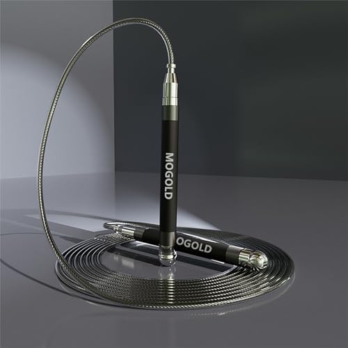 MOGOLD 2-in-1 Speed Rope: 2mm for Boxing/MMA & 3mm for CrossFit - Tool-Free Adjustable Cable System with Dual Bearings - S...