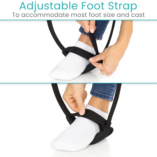 Vive Proflex Strap - Physical Therapy Leg Lifter Assist with Nylon Webbing for Recovery, Stretching - Loop with Hand Grips...