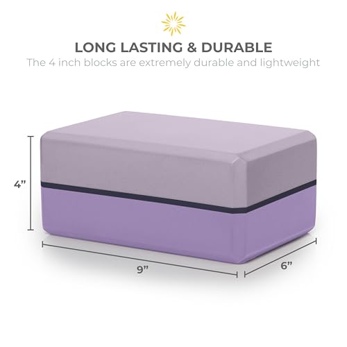 Sunshine Yoga 4" Striped Yoga Block, 10 Pack Bulk EVA Foam Yoga Blocks, Firm and Supportive Yoga Brick, Balance Foam for S...
