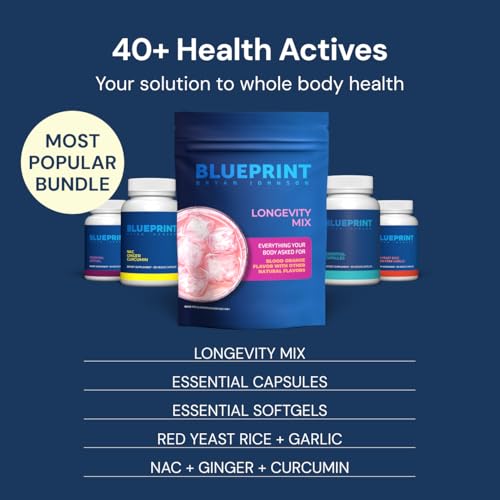 Blueprint Bryan Johnson Longevity Mix - Muscle Builder & Recovery Supplement - Promotes Focus and Balanced Mood - Magnesiu...