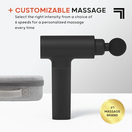 Sharper Image Deep Tissue Percussion Massage Gun, Powerboost Rechargeable Handheld Massager, 6 Adjustable Speeds, 5 Attach...