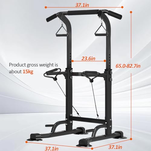 Power Tower Pull Up Dip Station Adjustable Height Multifunctional Home Strength Training Fitness Exercise Equipment, Simpl...