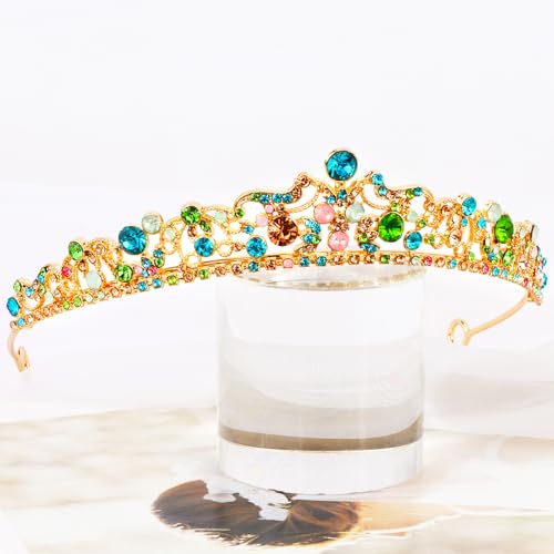 TOBATOBA Rainbow Tiara Crowns for Women Princess Wedding Tiara Queen Crown for Bride Quinceanera 15 años Birthday Bridal P...