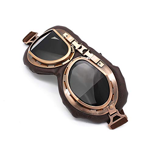 Nuoxinus Motorcycle Goggles, Vintage Aviator Pilot Style Motocross Bike Cruiser Scooter Goggle, Anti UV Anti-Scratch Dustp...