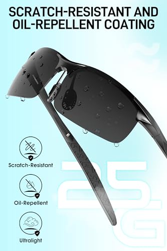 SIPLION Polarized Sunglasses Men Sports: UV Protection Ultra Light Al-Mg Metal Frame Ideal For Driving Fishing Running Golf