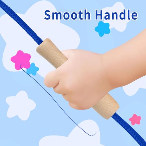 Jump Rope for Kids, Adjustable Toddler Skipping Rope with Wooden Handle, 8.5ft Child Jumping rope for Girls and Boys Worko...