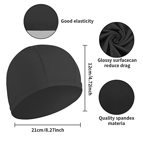2pcs Cloth Swim Caps for Both Women & Men & Kids Fabric Durable Non-Waterproof Elastic Swimming Pool Cap Bathing Cap for L...