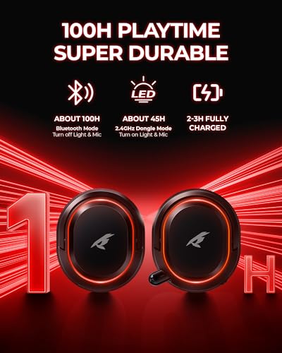 Wireless Gaming Headset, 7.1 Surround Sound, 2.4Ghz USB Gaming Headphones Bluetooth 5.4, 100-Hr Noise Canceling Mic RGB Li...