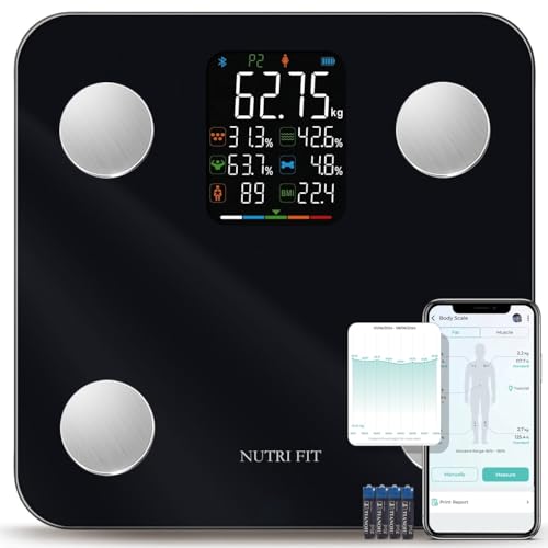 Smart Scale for Body Weight Scale with Body Fat BMI Muscle, NUTRI FIT Digital Bathroom Scale Bluetooth Composition Analysi...