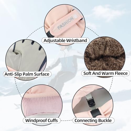 Andiker Women Winter Ski Gloves, Waterproof Touchscreen Snowboard Gloves, Windproof Warm Snow Glove for Skiing Running and...
