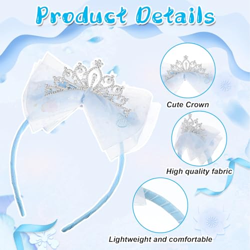Ymapinc Toddler Princess Crowns, Tiara Crown Headband Birthday with Cute Tulle Bow Fairy Crown Women Hair Accessory