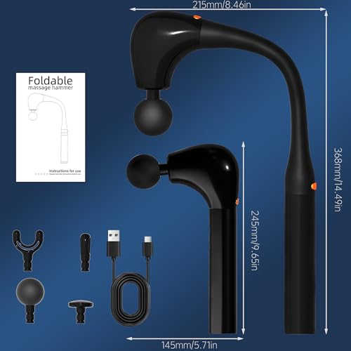 Binxalin 2-in-1 Detachable Massage Gun Deep Tissue with Extension Handle, Back Massager for Pain Relief, Ergonomic Portabl...
