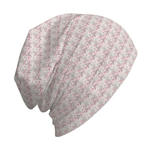 Romantic Paris Butterfly Print Winter Beanie Hat Men Women Soft Lightweight Thermal Cap for Outdoor Skiing Wear Black